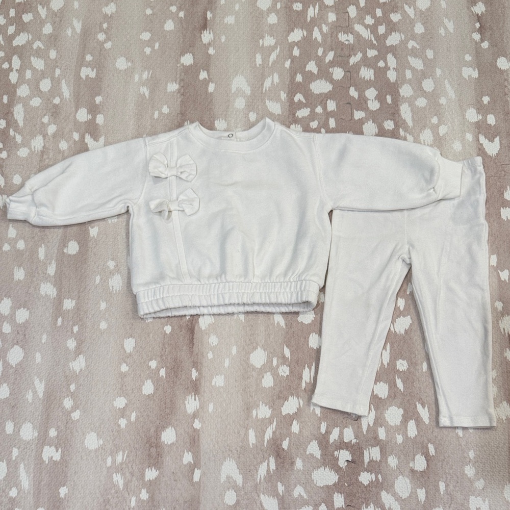 Habitual Girls Bow Sweatshirt & Leggings Set White 18M Cozy Cute Outfit